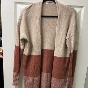 Staccato Beige and Rust Colorblock Cardigan
